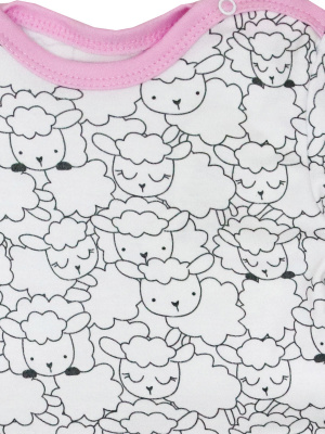 Платье "Нежные овечки" - Размер 74 - Цвет белый с риунком - Картинка #2