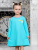 Платье "Единорог" с радугой и облачками - Размер 104 - Цвет голубой - Картинка #3